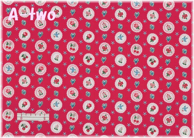 ファンシースカラップ　レッド　AT826284-D　（約110cm幅×50cm）