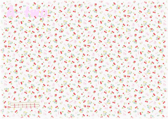 ミニミニチェリー　生成×カラフル　AT826444-D　（約110cm幅×50cm）