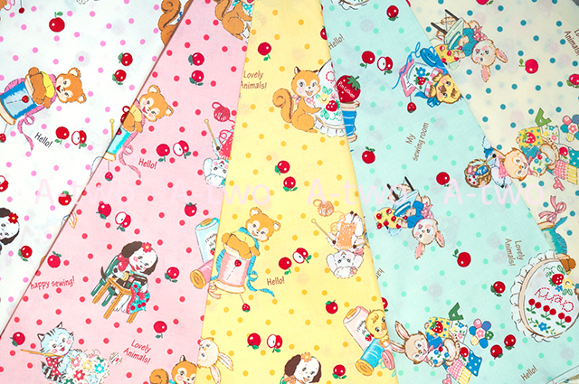 【お買い得！】　Happy Sewing Animals　1mカット5枚セット　AT829883　（1枚の大きさ約100cm×110cm）