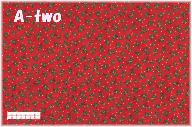 Handworks Fabric　クリスマス　ひいらぎ　レッド　DX10134S-B　（約110cm幅×50cm）