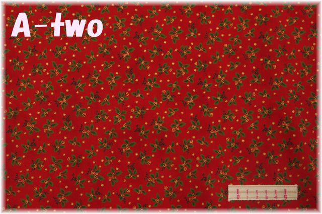 Handworks Fabric　クリスマス　ひいらぎ　レッド　DX10134S-B　（約110cm幅×50cm）