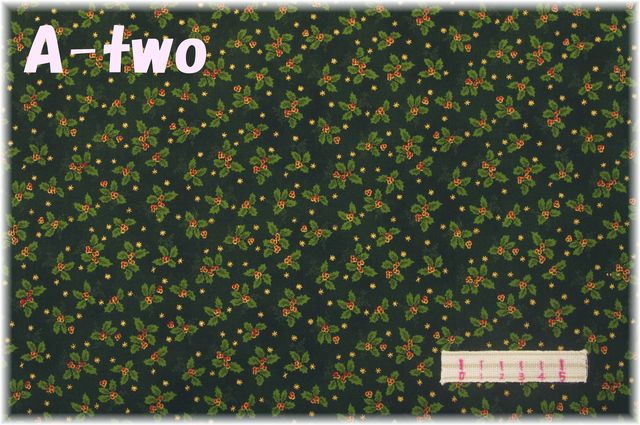 Handworks Fabric　クリスマス　ひいらぎ　グリーン　DX10134S-C　（約110cm幅×50cm）