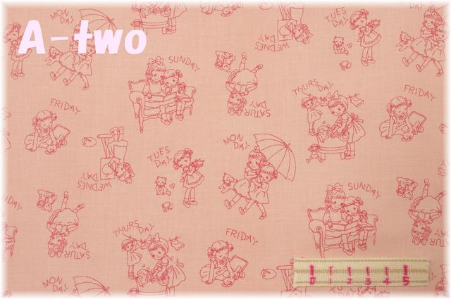 Quilt Gate　Dear Little World　Weekly　ピンク　LW2030-15-D　（約110cm幅×50cm）