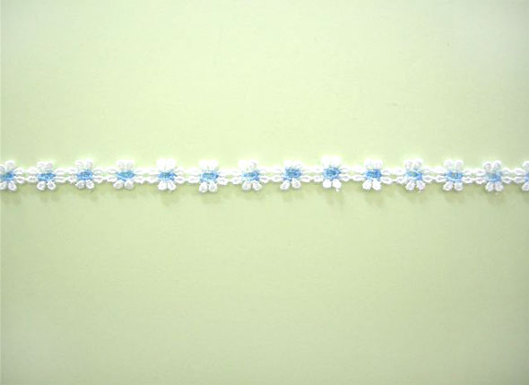 フラワーレース　（1m）　白×水色