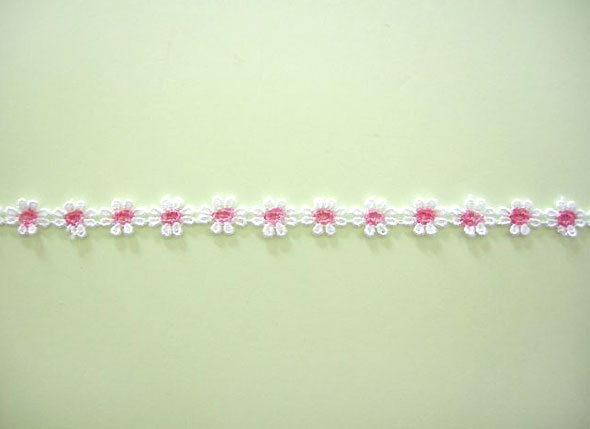 フラワーレース　（1m）　白×ピンク