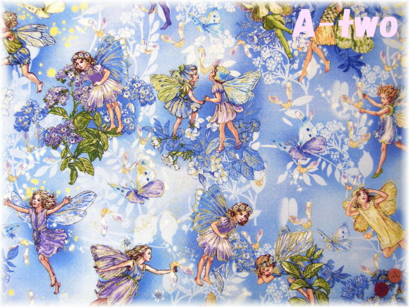 FLOWER FAIRIES　SKY　DM6433　ブルー　（約110cm幅×50cm）
